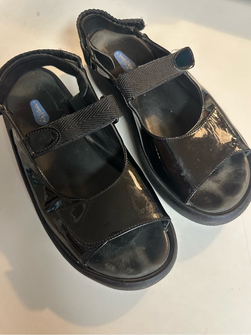 Wolky Jewel adjustable sandals black patent leather size 40